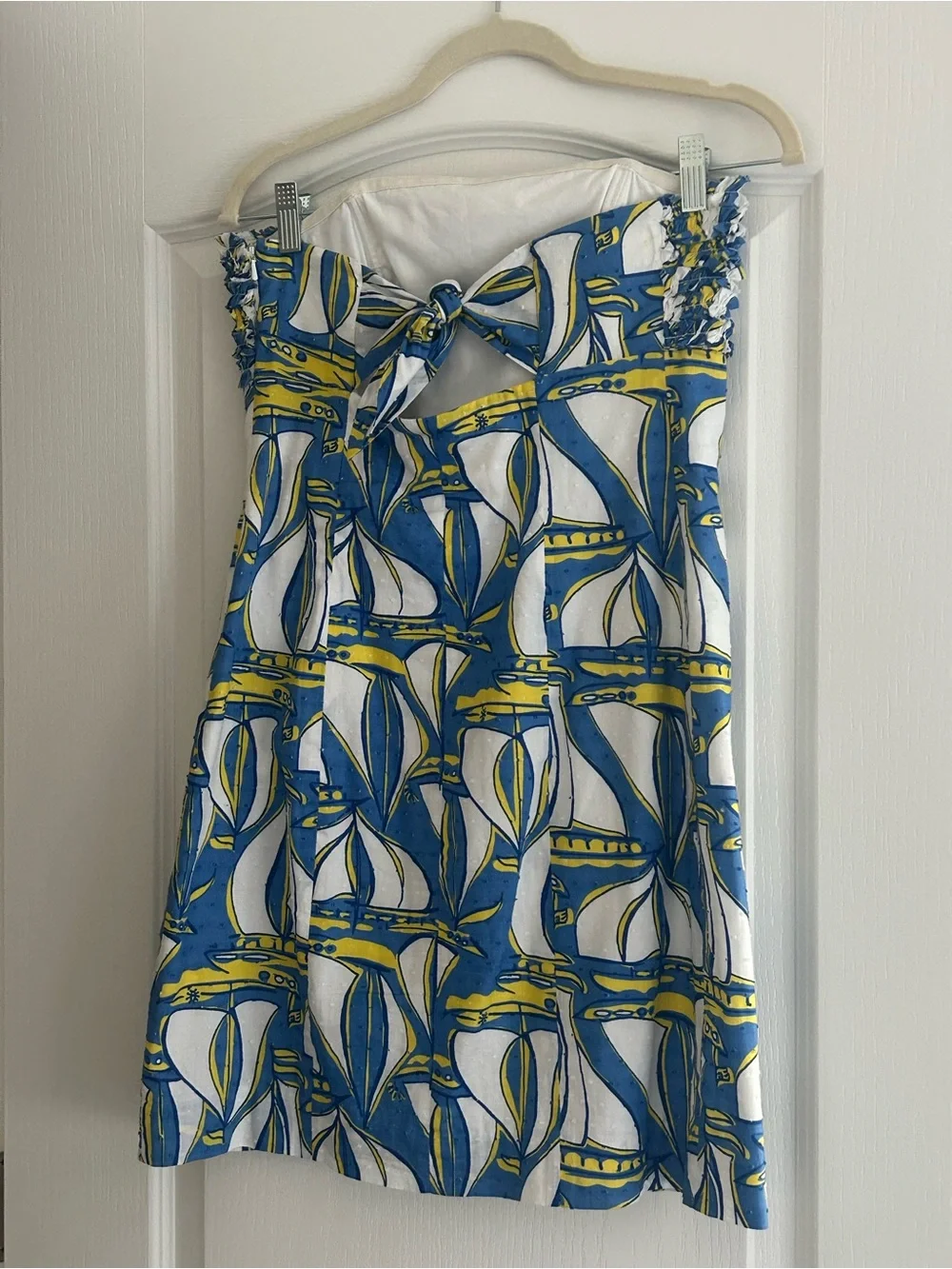 Lilly Pulitzer Blue, White & Yellow Strapless Dress - Picture 2 of 6